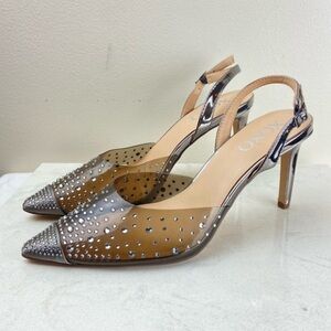 Onyx Transparent Brown Studded Heels
